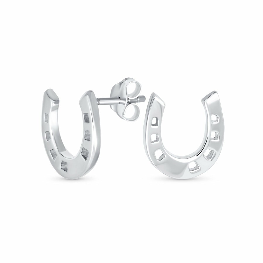 Shop Women Bling Jewelry | Horseshoe Western Equestrian Stud Earrings Graduation Sterling Silver