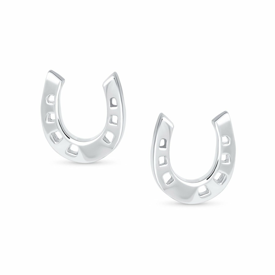 Shop Women Bling Jewelry | Horseshoe Western Equestrian Stud Earrings Graduation Sterling Silver