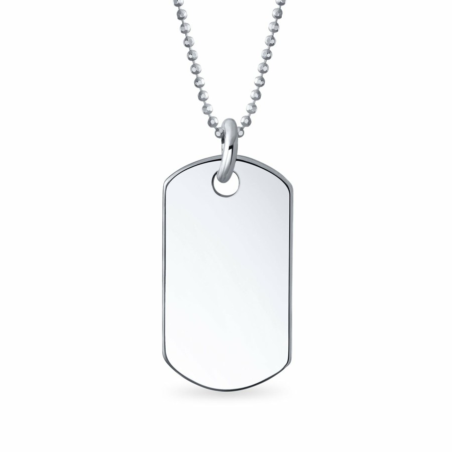 Shop Men Bling Jewelry Boys Jewelry | Vaxxed Checkbox Dog Tag Pendant .925 Sterling Silver Shot Bead Chain