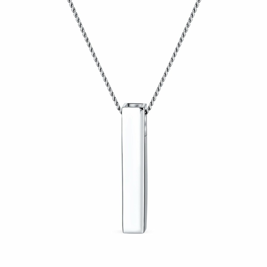 Shop Women Bling Jewelry Abc Initial | Personalize Solid Vertical Bar Pendant Necklace .925Sterling Silver