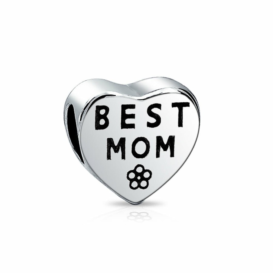 Shop Women Bling Jewelry Engravable Charms | Bff Best Mom Mother Mum Word Family Heart Love Charm Bead .925