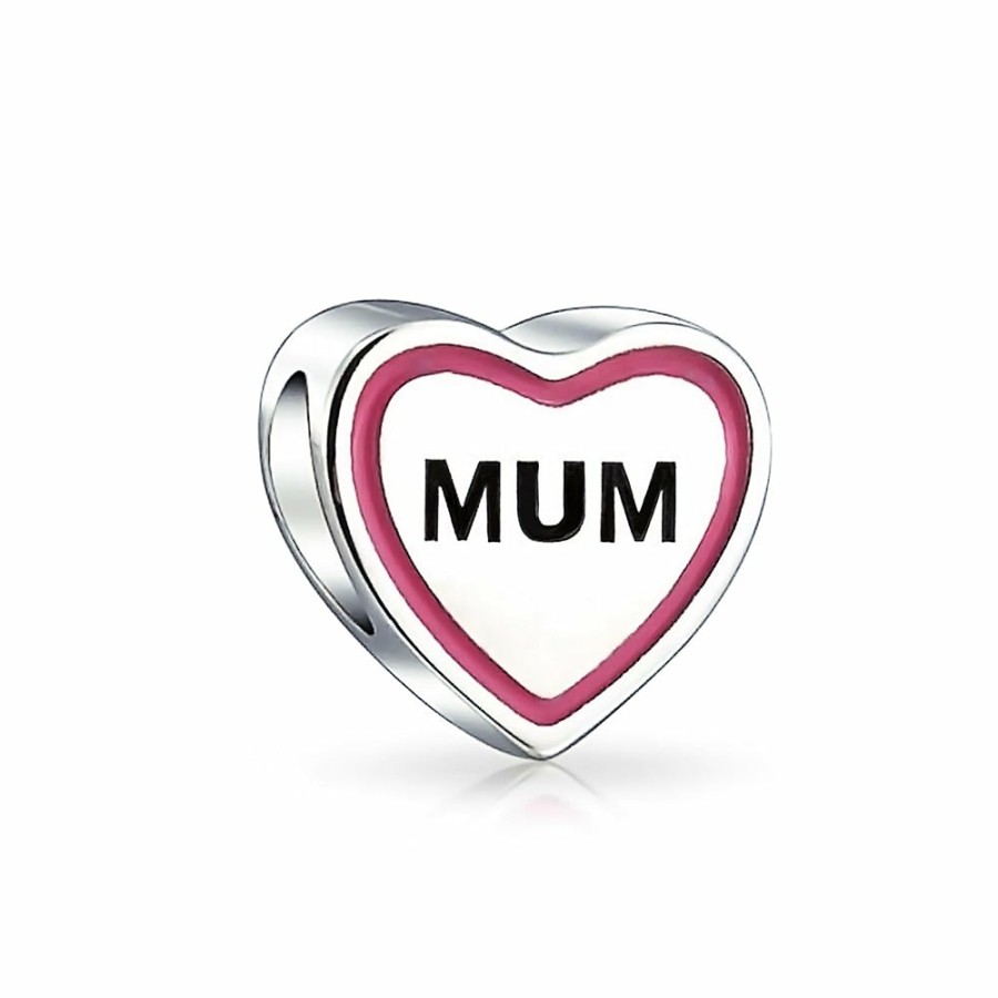 Shop Women Bling Jewelry Engravable Charms | Bff Best Mom Mother Mum Word Family Heart Love Charm Bead .925