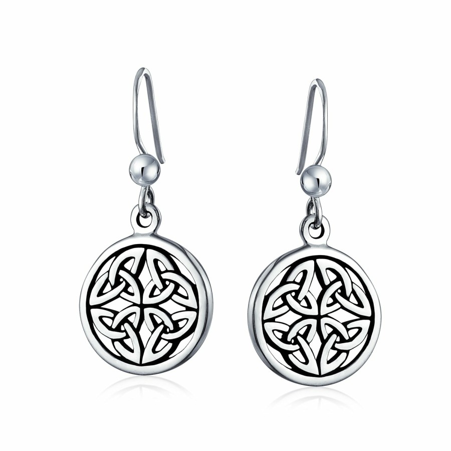 Shop Women Bling Jewelry Stud Earrings | Medallion Celtic Knot Round Circle Disc Dangle Earrings Necklace Sterling