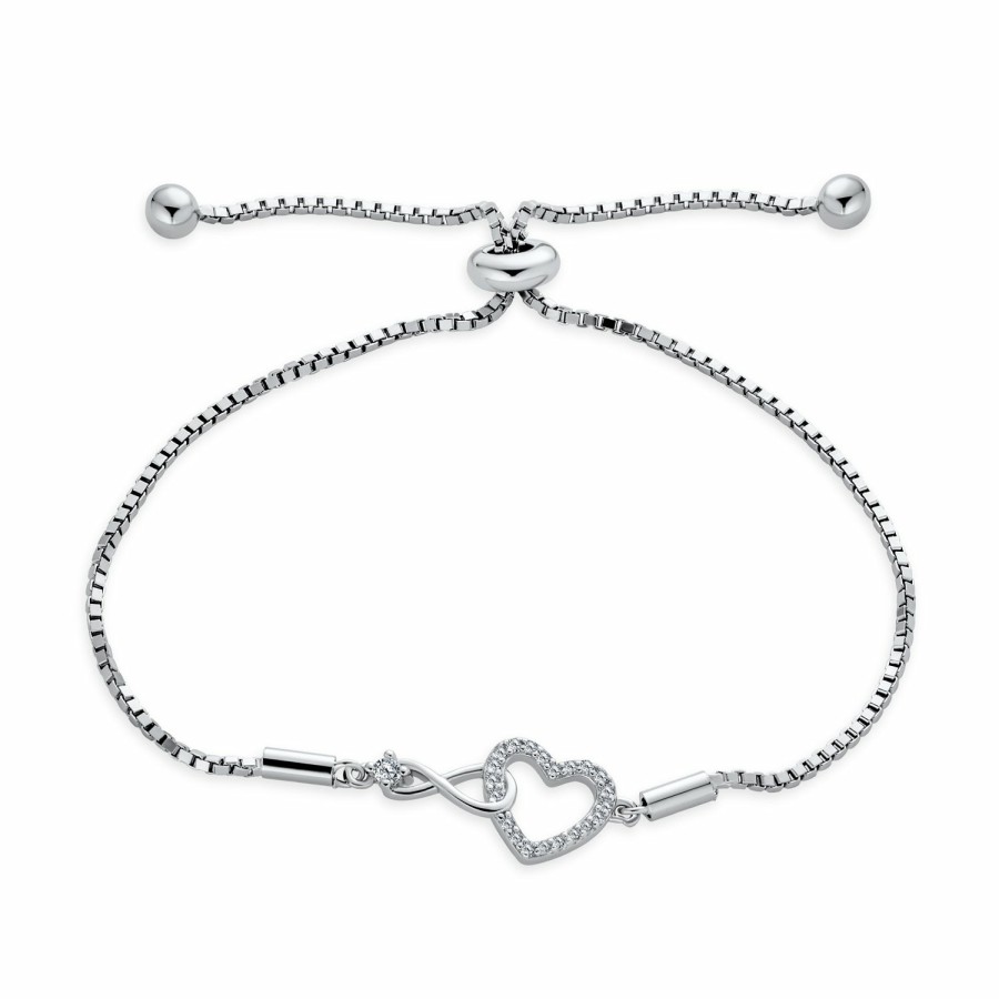 Shop Women Bling Jewelry Tennis Bracelets | Butterfly Infinity Symbol Heart Bolo Bracelet .925 Sterling