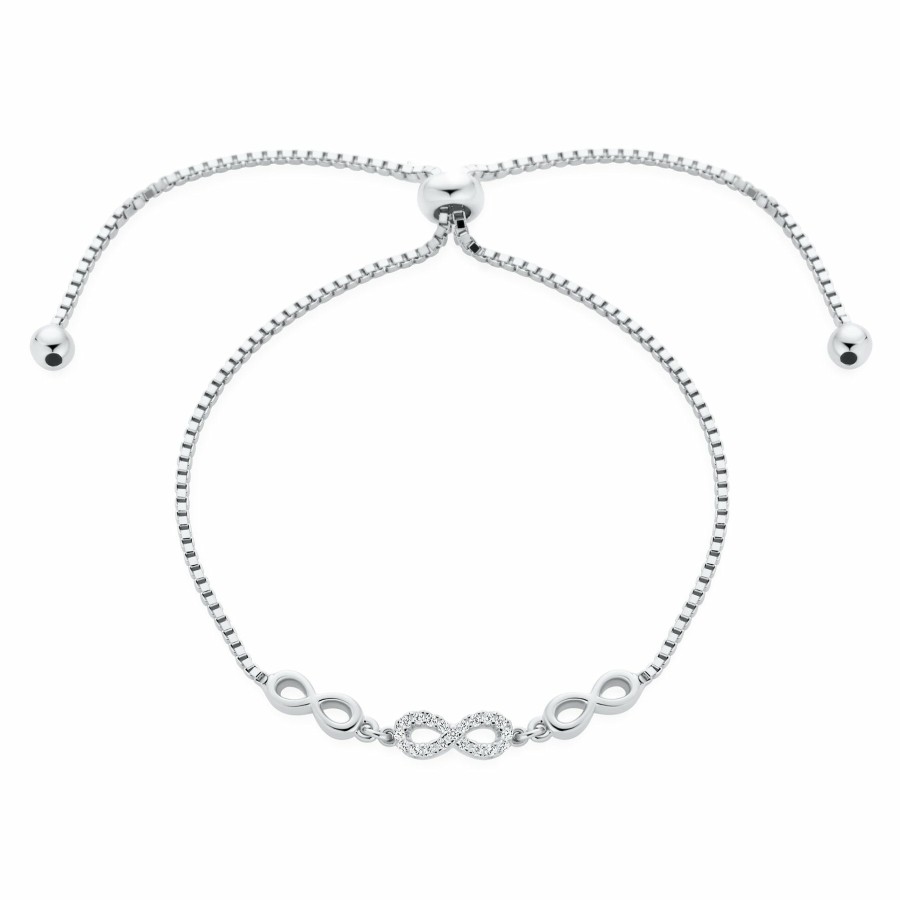 Shop Women Bling Jewelry Tennis Bracelets | Butterfly Infinity Symbol Heart Bolo Bracelet .925 Sterling