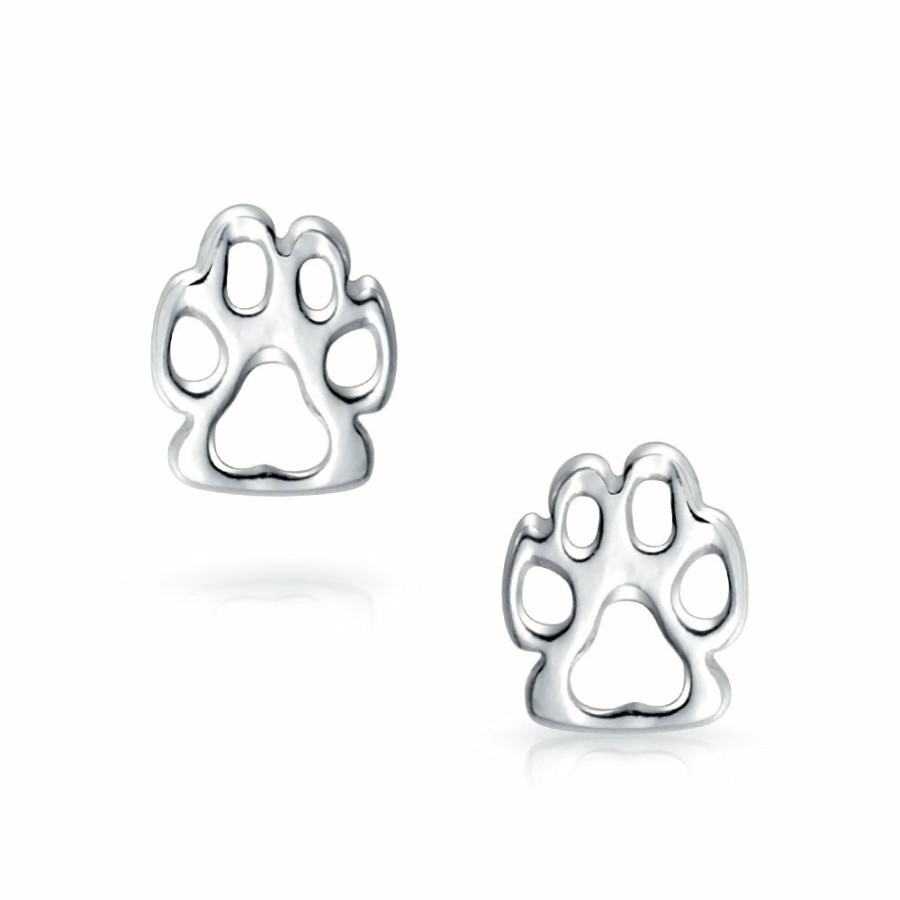 Shop Women Bling Jewelry | Dog Cat Puppy Kitten Paw Print Pet Paw Stud Earrings Sterling Silver