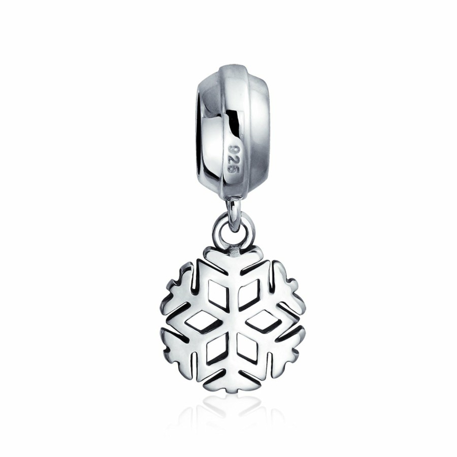 Shop Women Bling Jewelry Unique Charms | Holiday Winter Snowflake Shape Charm Bead .925 Sterling Silver