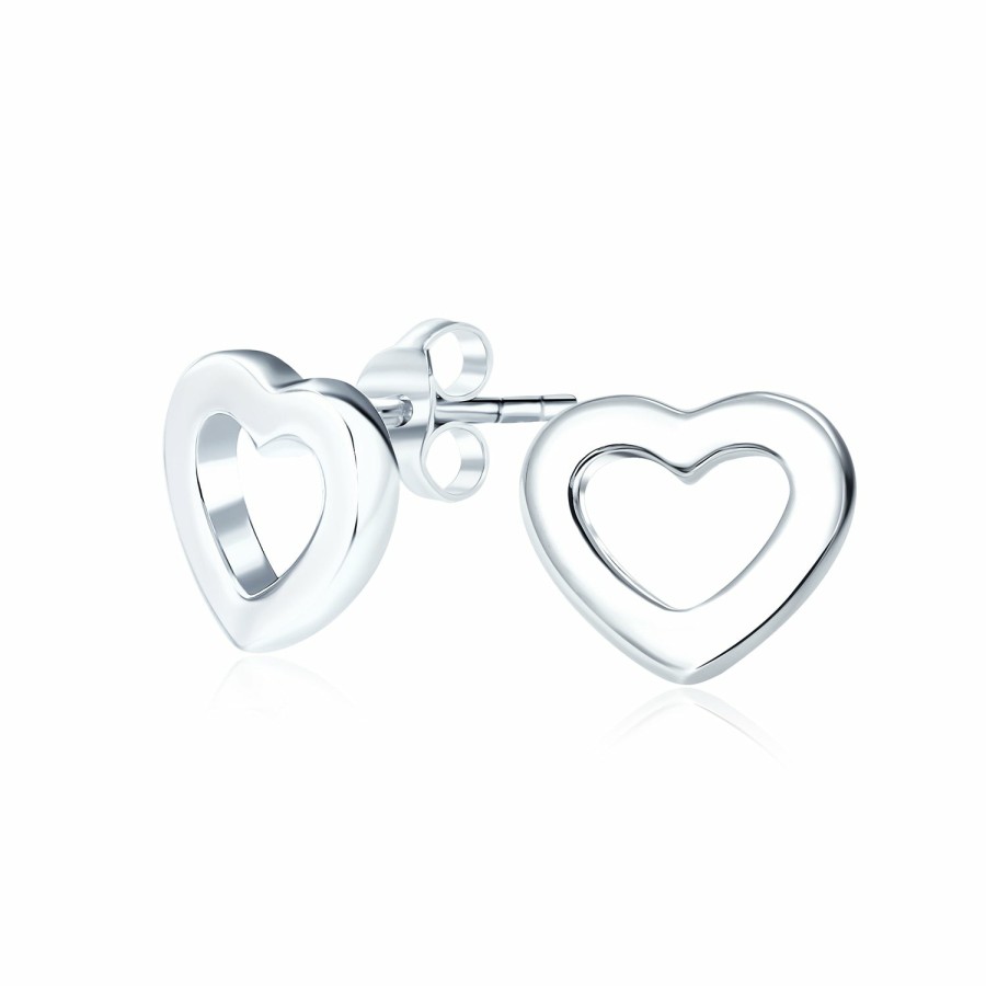 Shop Women Bling Jewelry Pendant Necklaces | Romantic Heart Stud Earrings Necklace Simple Polished .925 Sterling