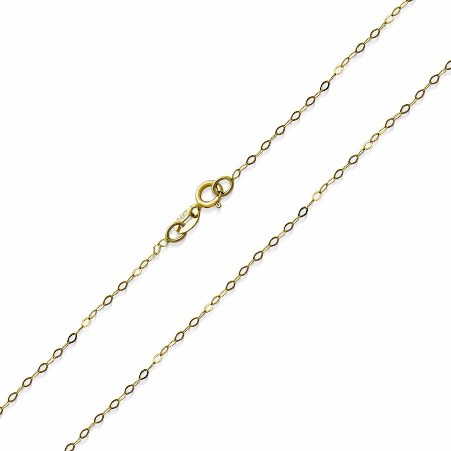 Shop Women Bling Jewelry Chains Necklaces | Very Thin Lightweight Genuine Real 14K Gold Rolo Cable Chain Necklace