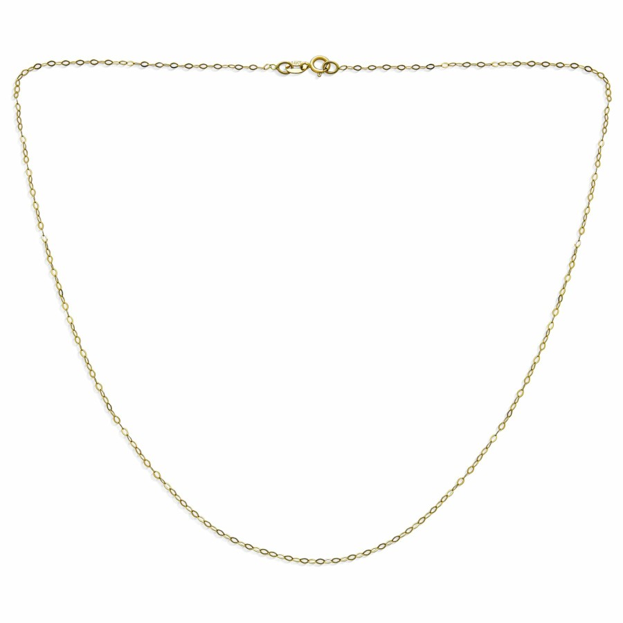 Shop Women Bling Jewelry Chains Necklaces | Very Thin Lightweight Genuine Real 14K Gold Rolo Cable Chain Necklace