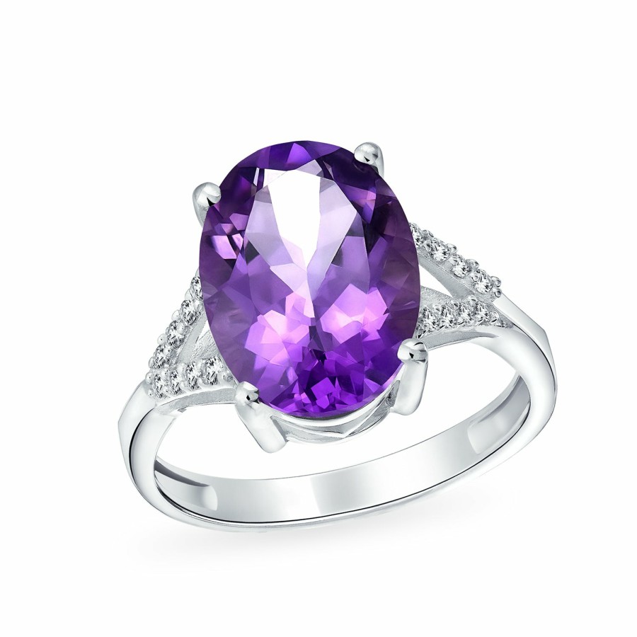 Shop Women Bling Jewelry Engravable Rings | Amethyst Topaz Gemstone Solitaire Ring Gold Plated .925 Silver