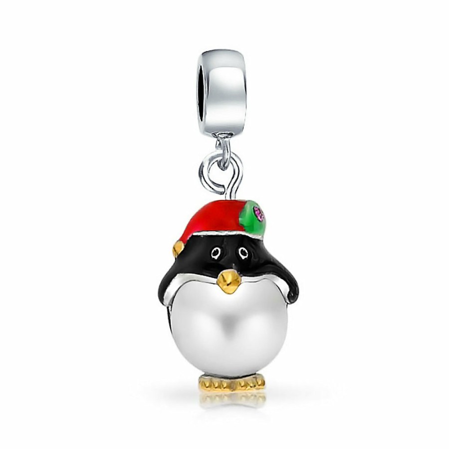 Shop Women Bling Jewelry Unique Charms | Holiday Christmas Snowman Penguin Charm Bead .925 Sterling Silver