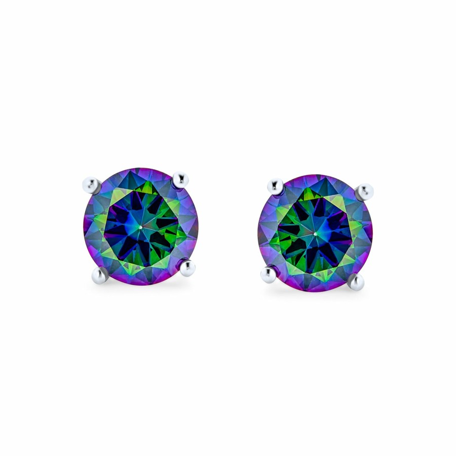 Shop Women Bling Jewelry Stud Earrings | Black Mystic Solitaire Cz Stud Earrings Sterling Silver Screw Back