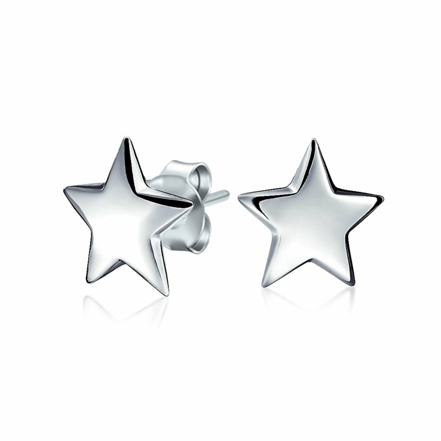 Shop Women Bling Jewelry Abc Initial | Initial A-Z Celestial Usa Patriotic Rock Star Stud Earrings .925 Silver