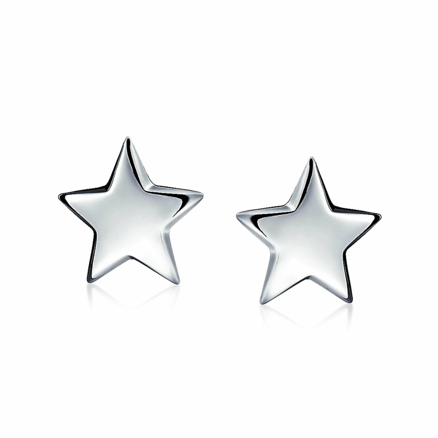 Shop Women Bling Jewelry Abc Initial | Initial A-Z Celestial Usa Patriotic Rock Star Stud Earrings .925 Silver