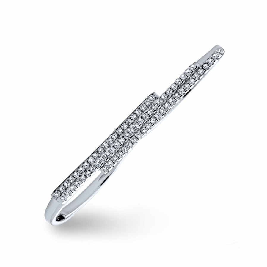 Shop Women Bling Jewelry Unique Rings | Boho Cz Pave Double Sideway Bar Two Finger Ring .925 Sterling Silver