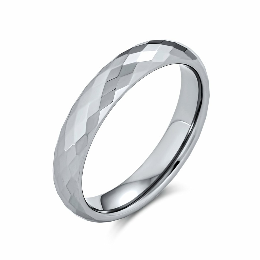 Shop Women Bling Jewelry Wedding Bands | Couples Faceted Prism Cut Titanium Wedding Band Rings Comfort Fit