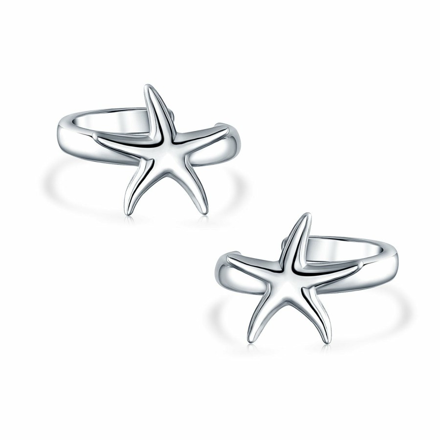 Shop Women Bling Jewelry Ear Cuffs, Cartilage Earrings | Starfish Cartilage Ear Cuffs Clip Wrap Helix Earrings Sterling Silver