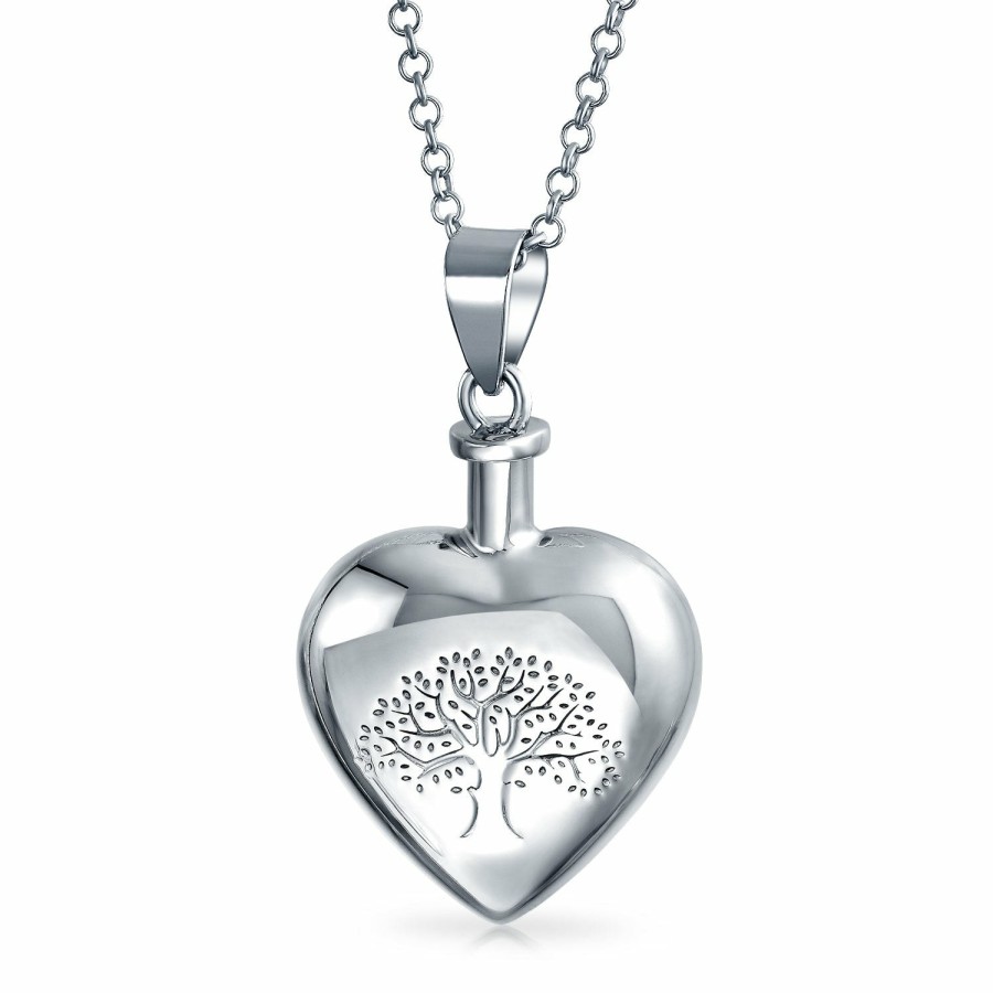 Shop Women Bling Jewelry Lockets | Tree Of Life Heart Shape Photo Locket Urn Pendant .925 Sterling Silver