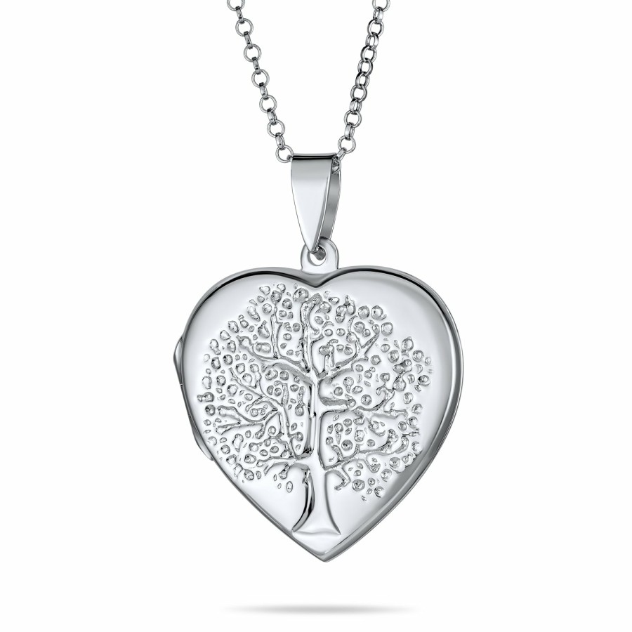 Shop Women Bling Jewelry Lockets | Tree Of Life Heart Shape Photo Locket Urn Pendant .925 Sterling Silver