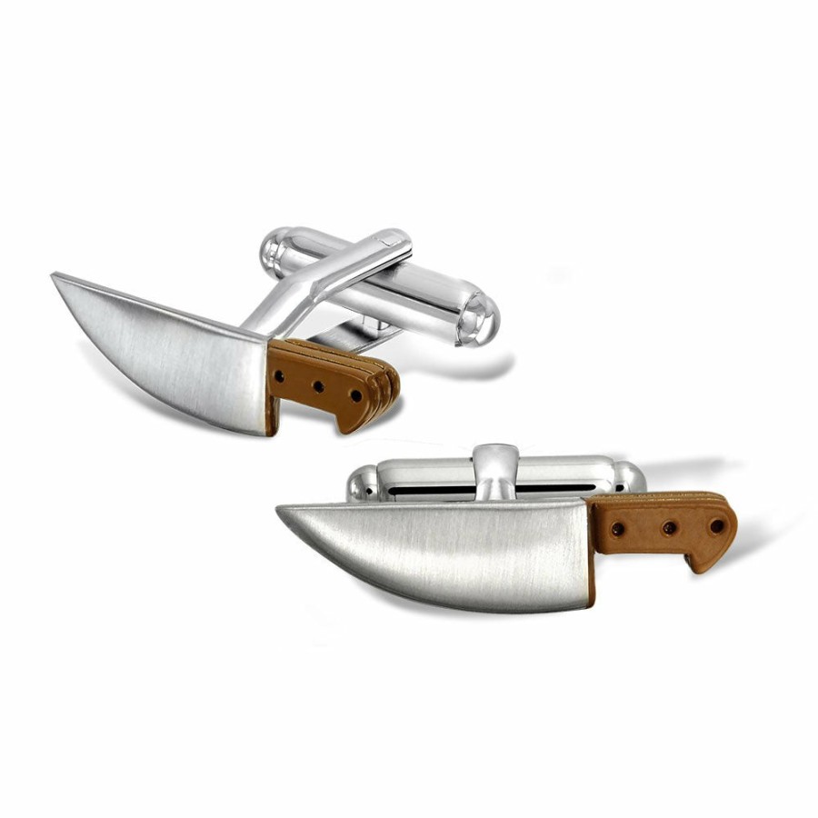 Shop Men Bling Jewelry Cufflinks | Culinary Chef Cook Knife Restaurant Owner Cufflinks Stainless Steel Silver Tone