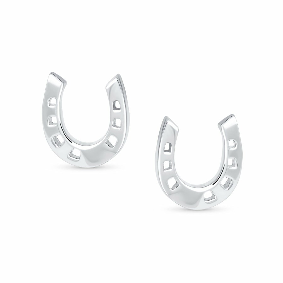 Shop Women Bling Jewelry Stud Earrings | Horseshoe Western Equestrian Stud Earrings Graduation Sterling Silver