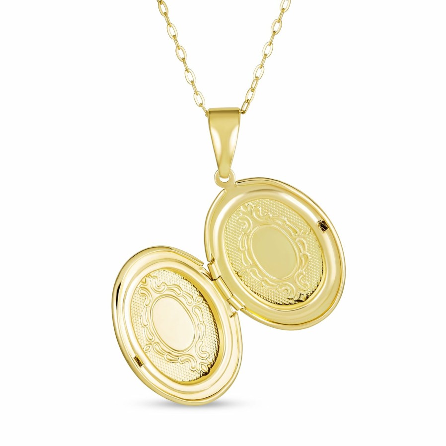 Shop Women Bling Jewelry Engravable Necklaces | Vintage Style Photo Oval Locket Necklace Hold Picture Gold Plated Silver