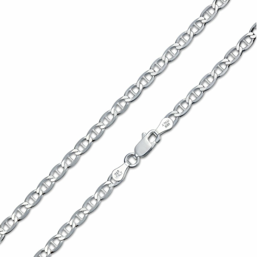 Shop Men Bling Jewelry Mens Necklace Chains | Mens Solid .925 Sterling Silver 4,6,7,9Mm Mariner Chain Link Necklace 16-24 Inch