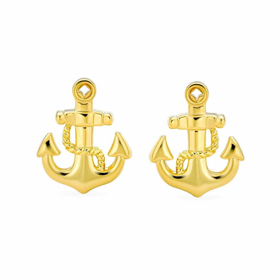 Shop Men Bling Jewelry Cufflinks | Nautical Anchor Rope Boater Sailor Shirt Cufflinks Gold Plated Steel