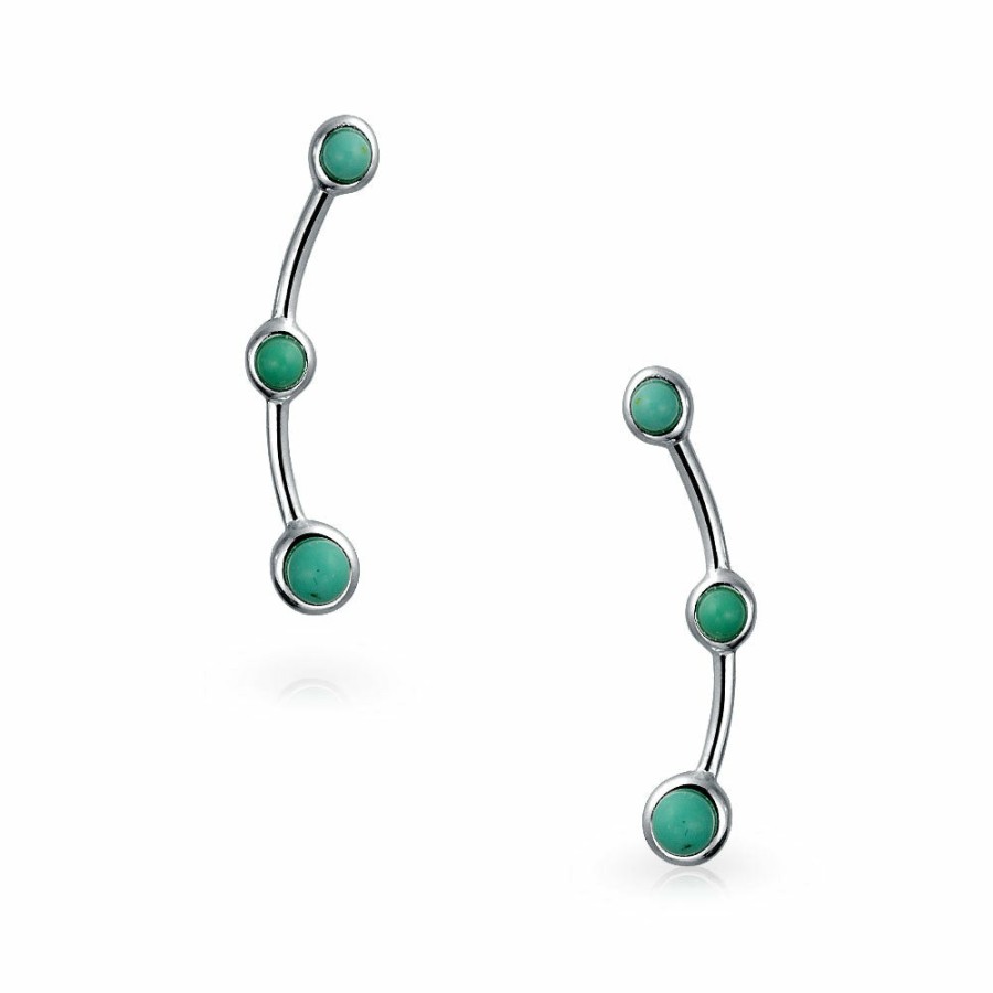 Shop Women Bling Jewelry Ear Cuffs, Cartilage Earrings | Geometric Turquoise Ear Pin Western Earrings Crawlers Sterling Silver