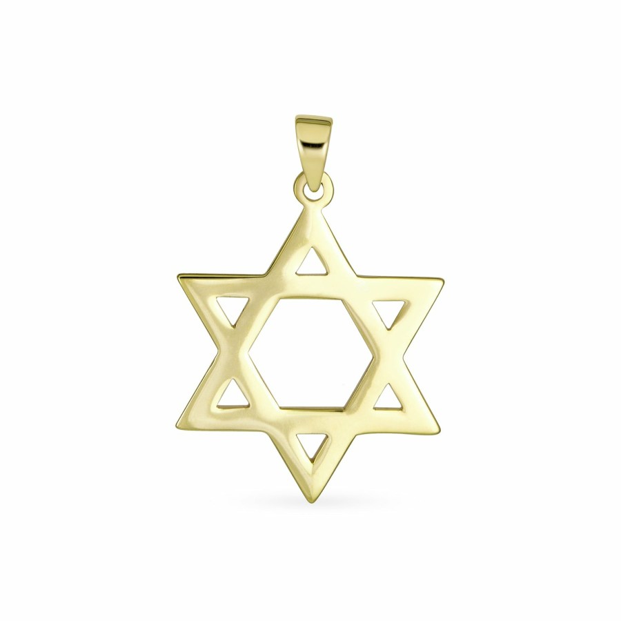 Shop Women Bling Jewelry Pendant Necklaces | Genuine Solid 14K Gold Simple Jewish Star Of David Pendant