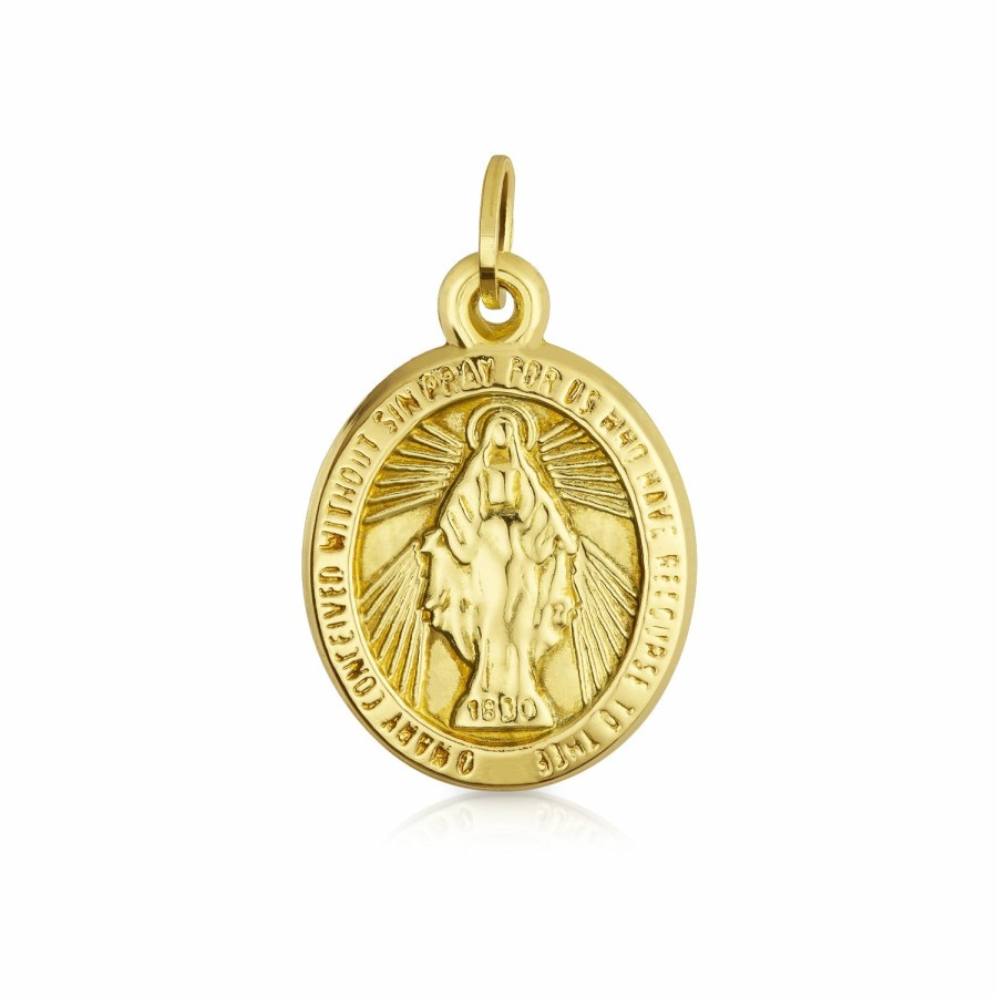 Shop Women Bling Jewelry Pendant Necklaces | 14K Yellow Religious Metal Virgin Mary Pendant Gold