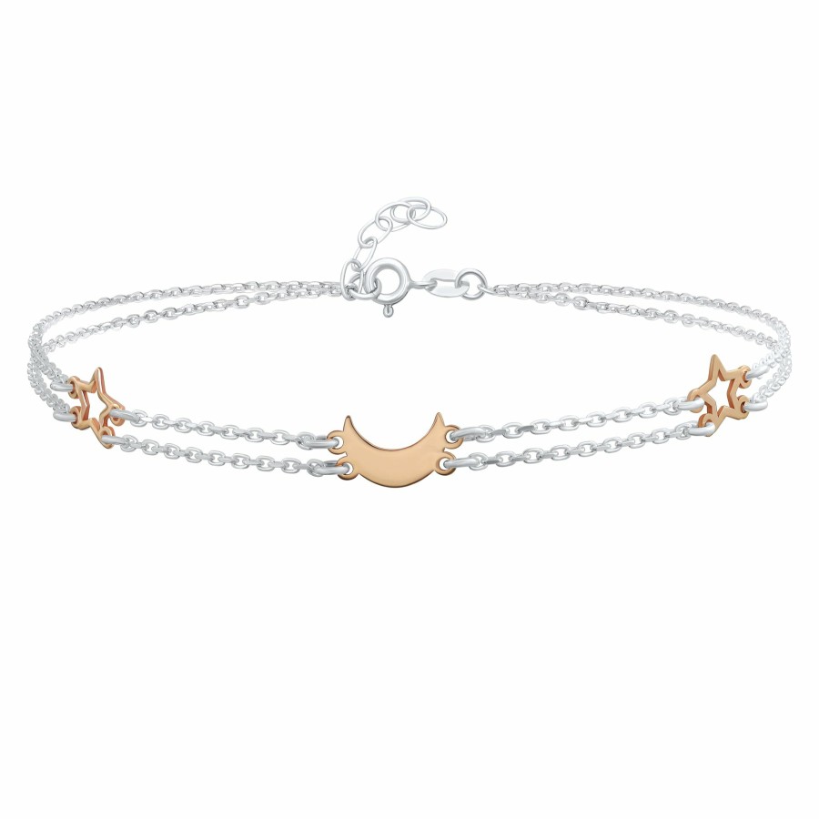 Shop Women Bling Jewelry Delicate Bracelets | Celestial Moon Stars Anklet Ankle Bracelet .925Sterling Silver