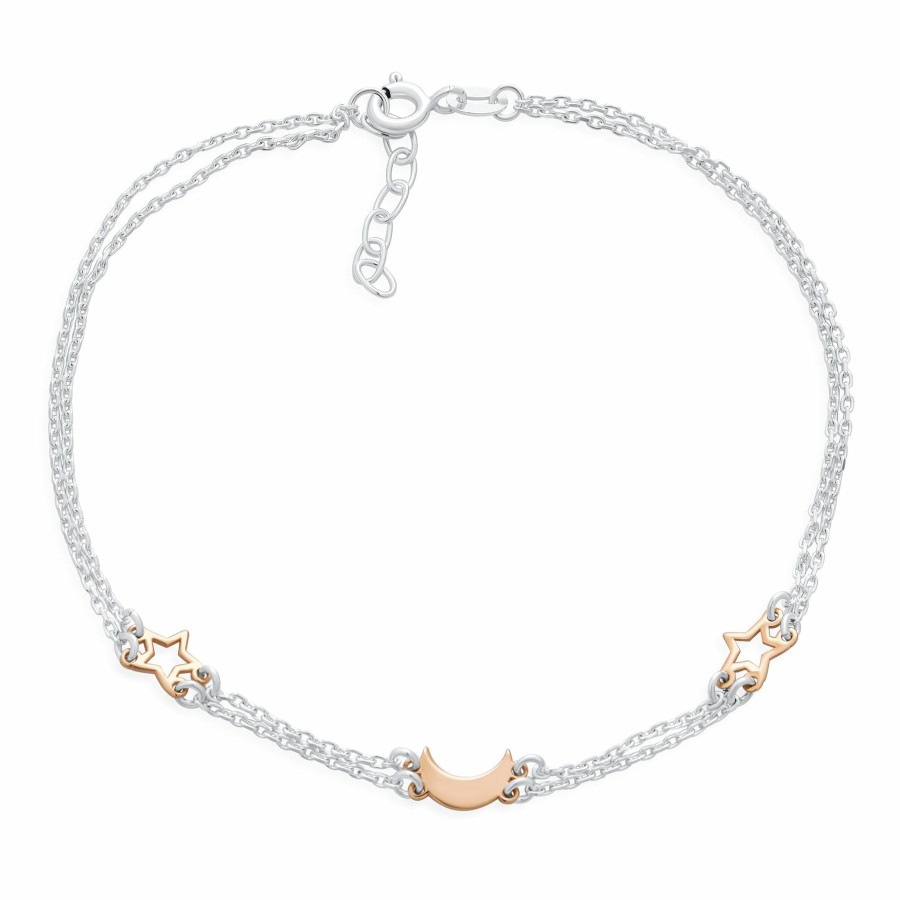 Shop Women Bling Jewelry Delicate Bracelets | Celestial Moon Stars Anklet Ankle Bracelet .925Sterling Silver