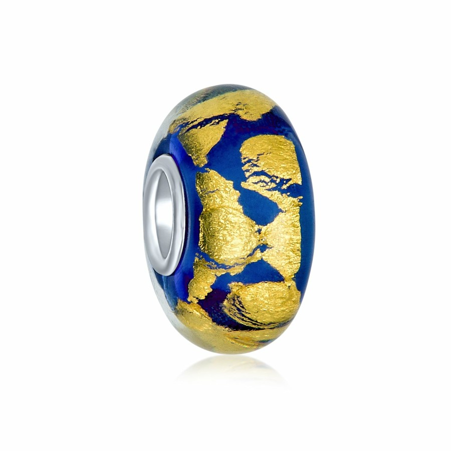 Shop Women Bling Jewelry Unique Charms | Murano Glass Sterling Silver Core Gold Metallic Charm Bead