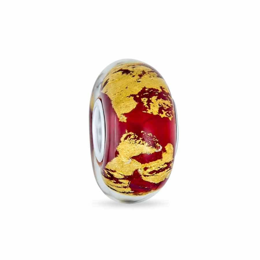 Shop Women Bling Jewelry Unique Charms | Murano Glass Sterling Silver Core Gold Metallic Charm Bead