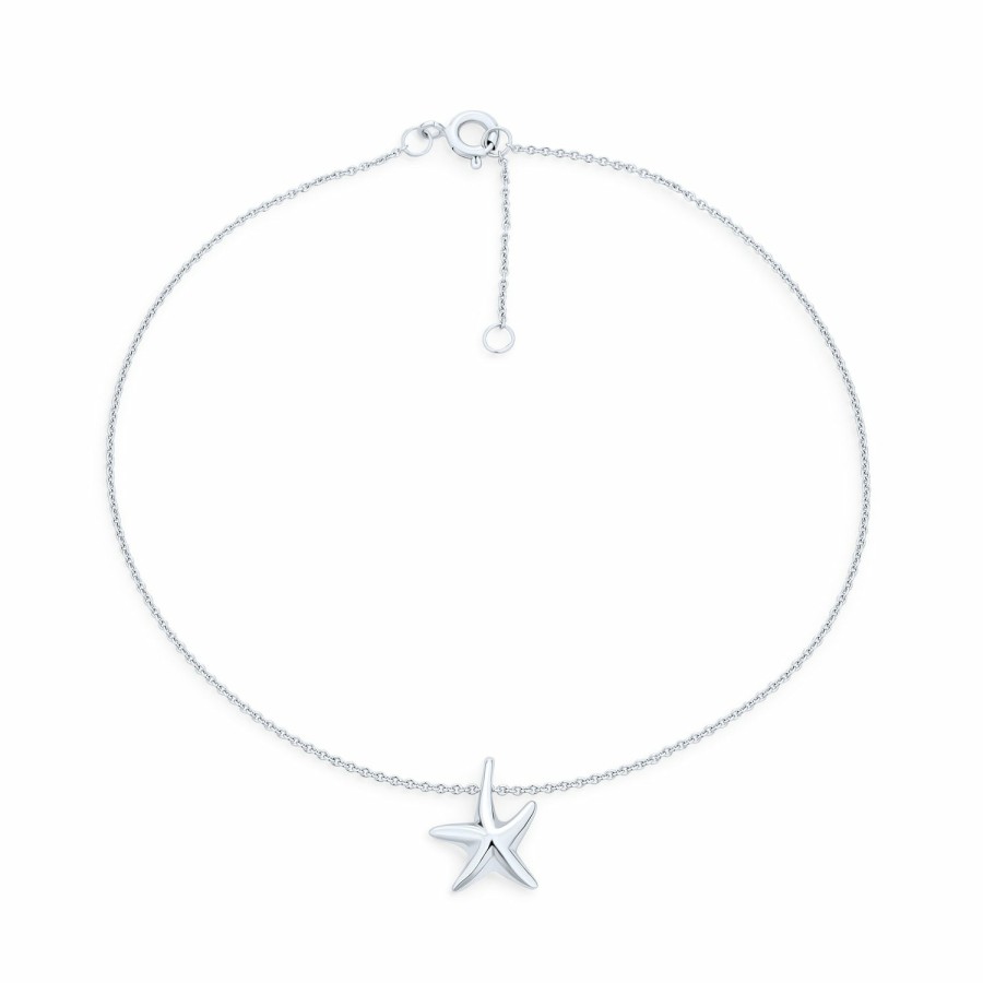 Shop Women Bling Jewelry Charm Bracelets | Nautical Starfish Beach Charm Anklet Ankle Bracelet Sterling Silver