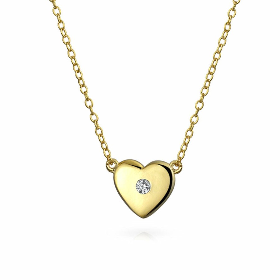 Shop Women Bling Jewelry Jewelry Sets | Heart Flower Pendant Necklace Cz Gold Plated Sterling Silver 16-1