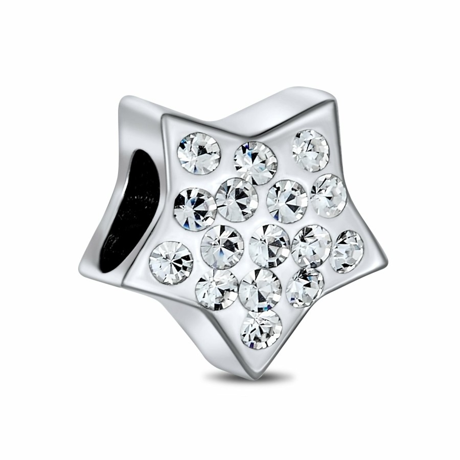 Shop Women Bling Jewelry Unique Charms | Patriotic Rock Star Celestial Crystal Charm Bead .925 Sterling Silver