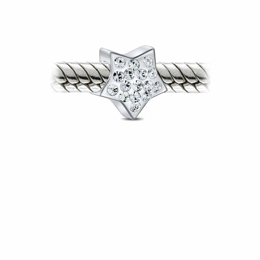 Shop Women Bling Jewelry Unique Charms | Patriotic Rock Star Celestial Crystal Charm Bead .925 Sterling Silver