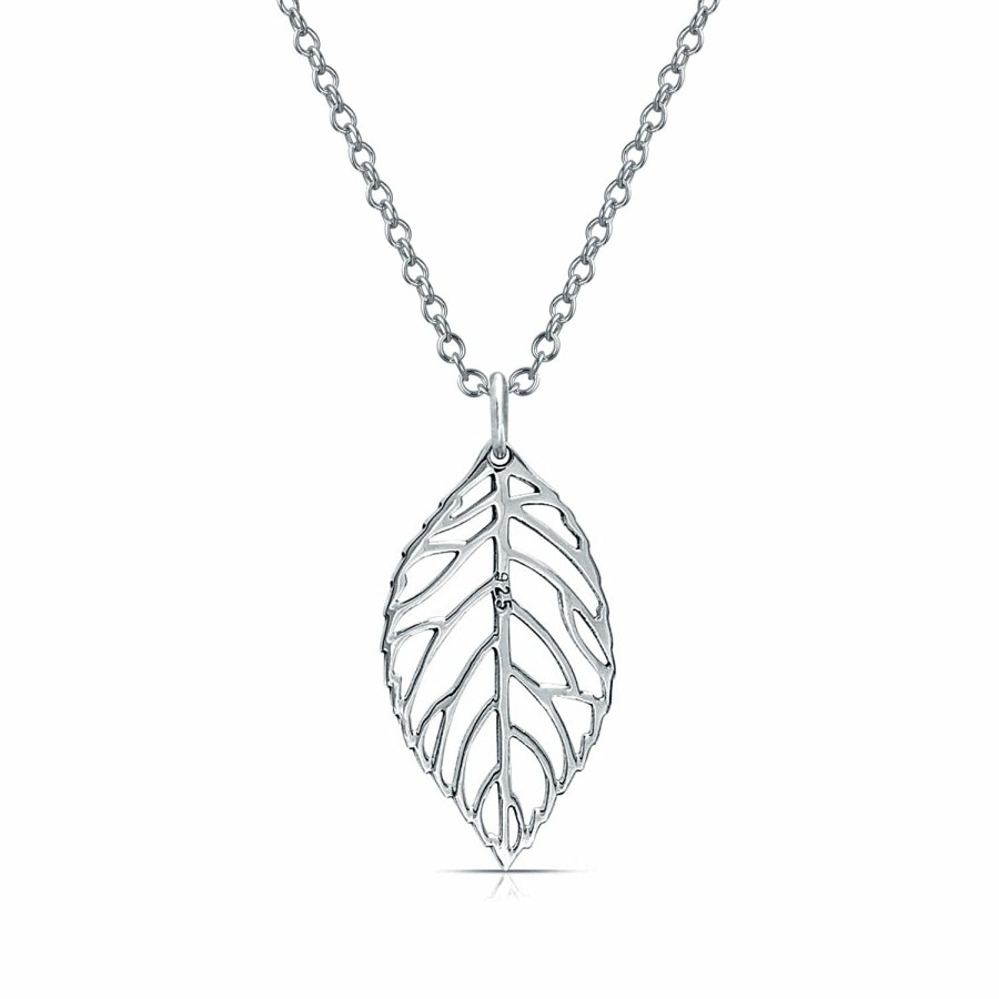 Shop Women Bling Jewelry Delicate Pendant Necklaces | Western Jewelry Leaf Dangling Pendant Necklace .925 Sterling Silver