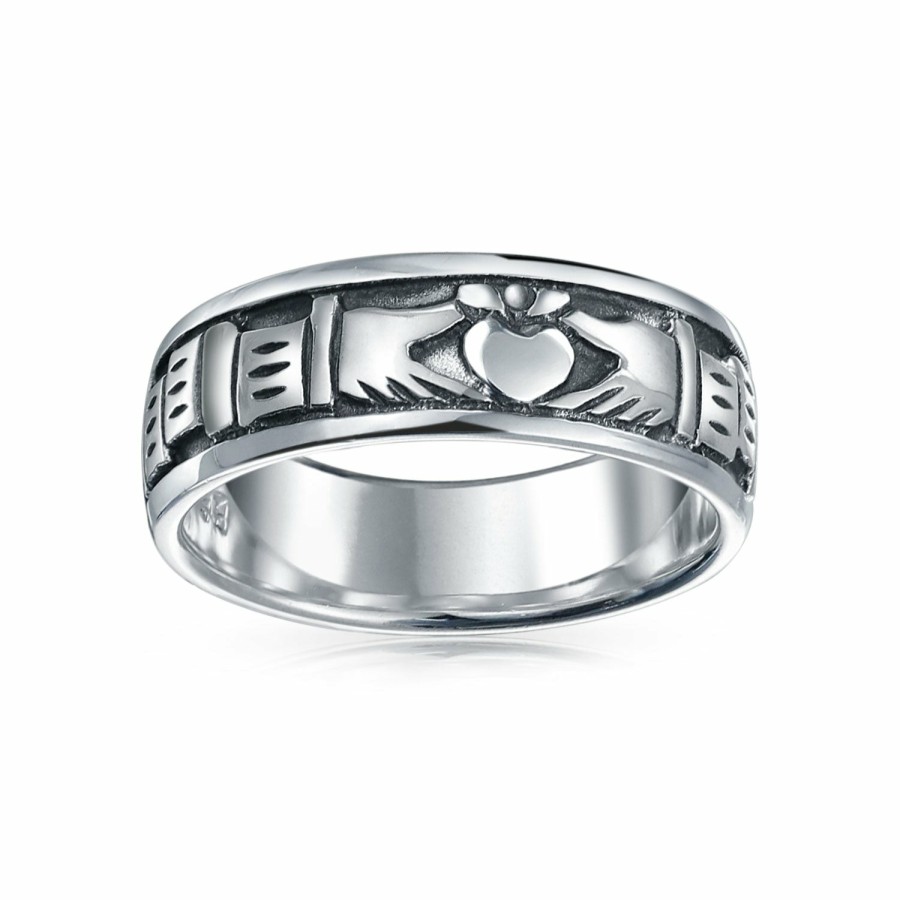 Shop Women Bling Jewelry Wedding Bands | Bff Celtic Irish Couples Claddagh Wedding Band Ring Sterling Silver