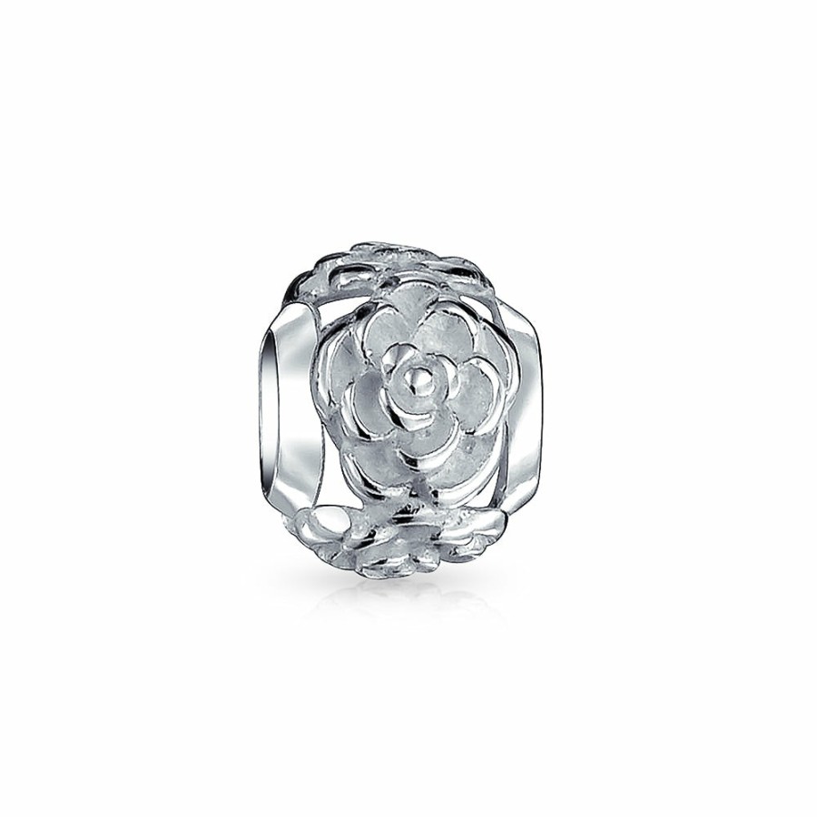 Shop Women Bling Jewelry Stopper Beads & Bracelet | Flower Garden Spring Floral Swirl Charm Bead .925 Sterling