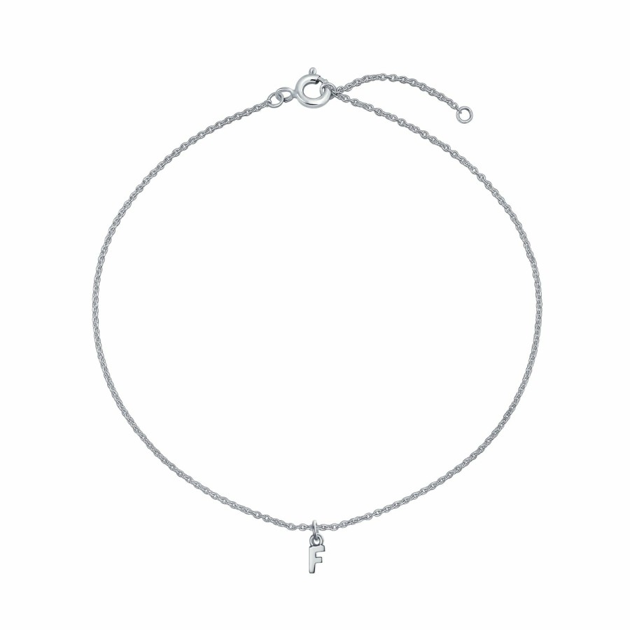 Shop Women Bling Jewelry Delicate Bracelets | Letter Block Alphabet Initial Ankle Bracelet Anklet Sterling Silver