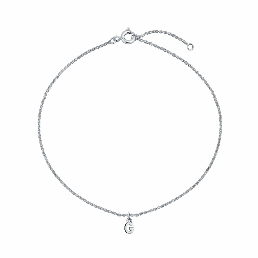 Shop Women Bling Jewelry Delicate Bracelets | Letter Block Alphabet Initial Ankle Bracelet Anklet Sterling Silver