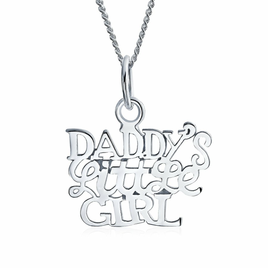 Shop Women Bling Jewelry | Daddys Little Name Plated Pendant .925 Sterling Silver Necklace 16 In