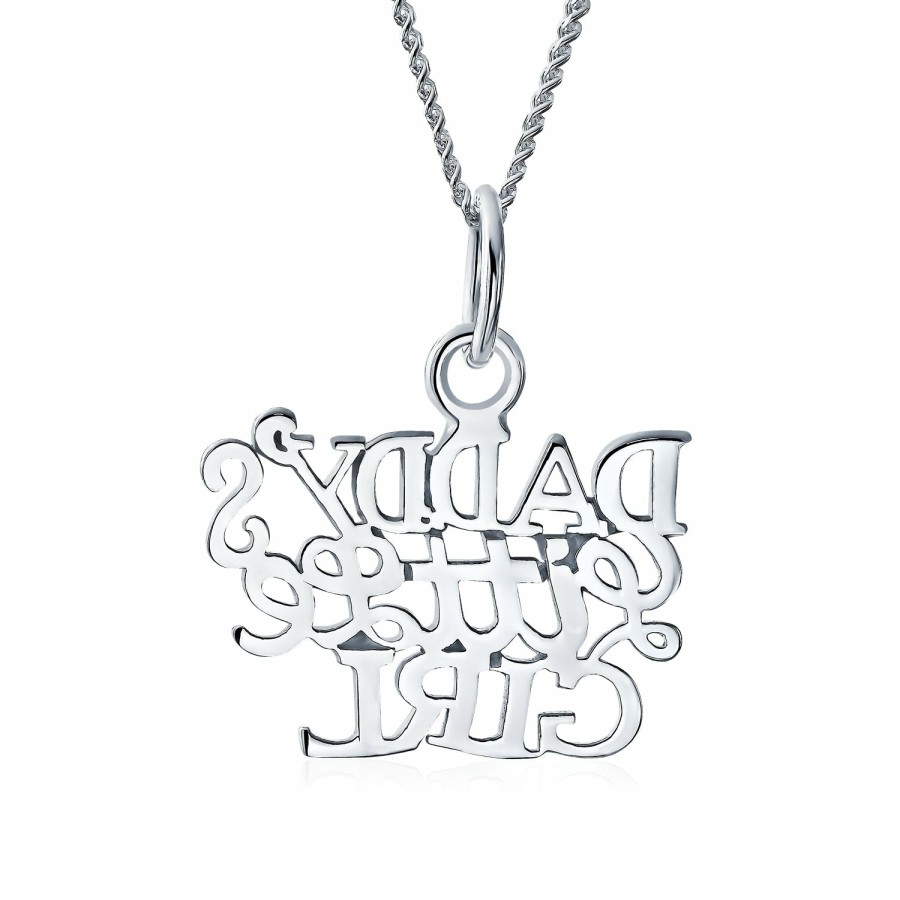 Shop Women Bling Jewelry | Daddys Little Name Plated Pendant .925 Sterling Silver Necklace 16 In