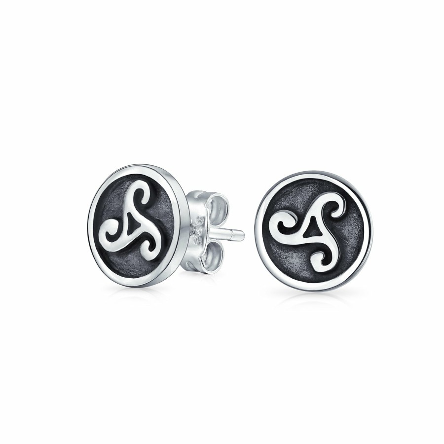 Shop Women Bling Jewelry Stud Earrings | Small Triquetra Celtic Triskele Trinity Knot Cross Stud Earrings .925 Sterling