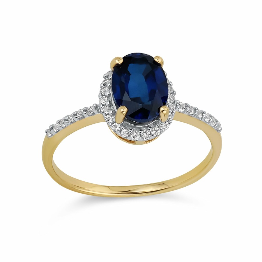 Shop Women Bling Jewelry Engagement Rings | Dainty 1.5-3Ct Oval Created Sapphire Gemstone Citrine Zircon Halo Ring