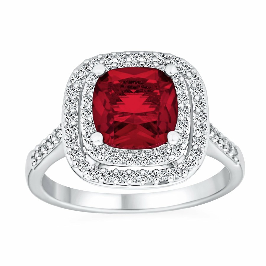 Shop Women Bling Jewelry Engagement Rings | Aaa Cz Ruby Emerald Cut Art Deco Style 5-10Ct Cocktail Ring